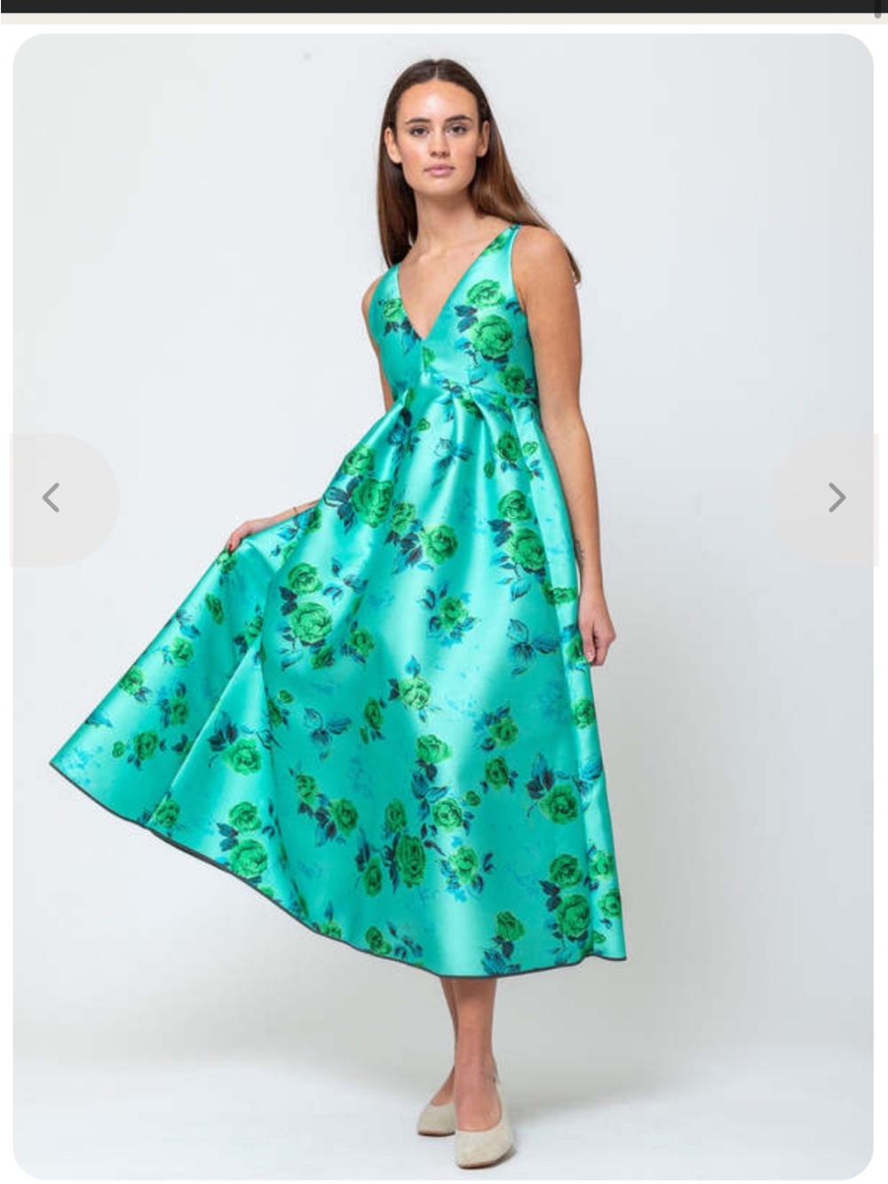 Odeeh Duchesse Silk Roses Dress, Opal Green, Like new only worn once!!!